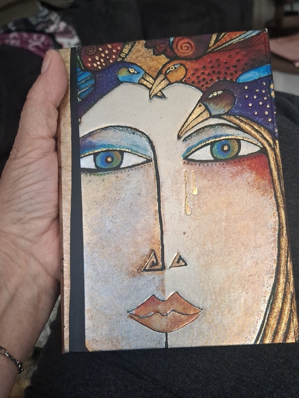 Laurel Burch Handcrafted Gold-Toned Woman Portrait Art Journal - Picture 7 of 7